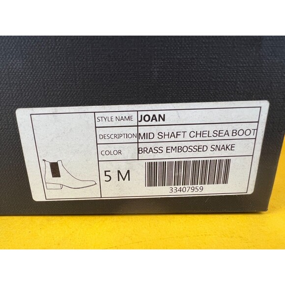 Freda Salvador Joan Chelsea Boots Womens 5 M Brass Snake Embossed Leather NWB - Picture 12 of 12